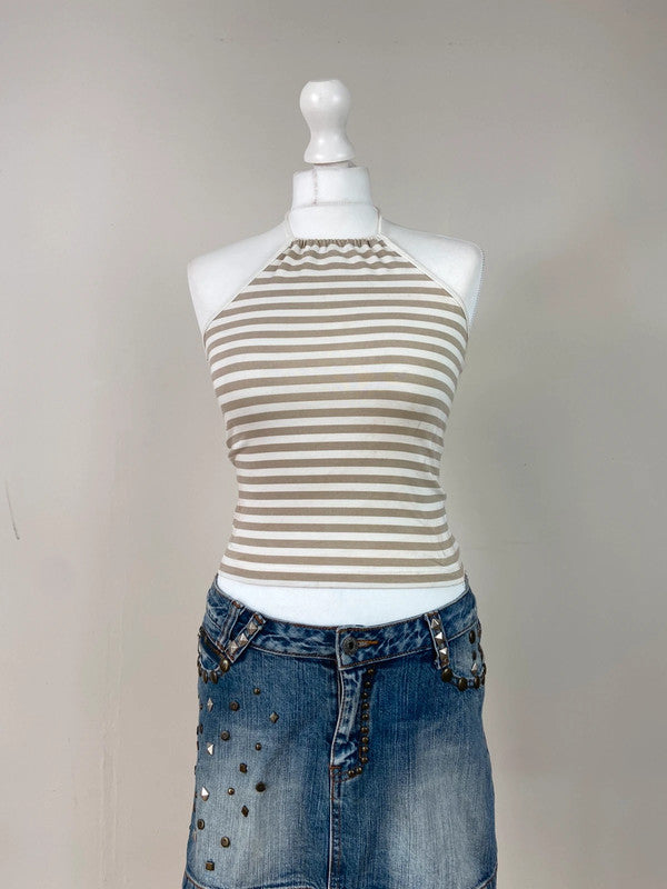 00s Striped Halter Top - Size S - Funky Cat
