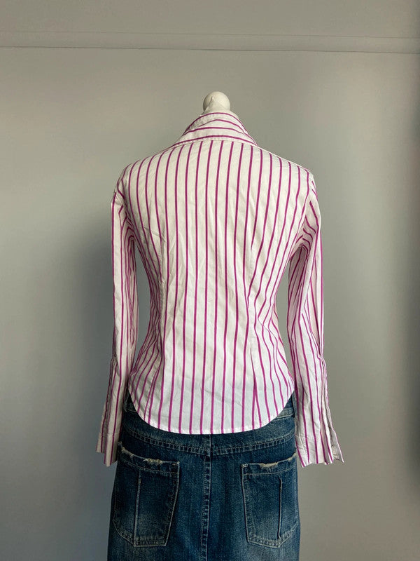 Vintage 00s Striped Shirt - Size S/M - Funky Cat