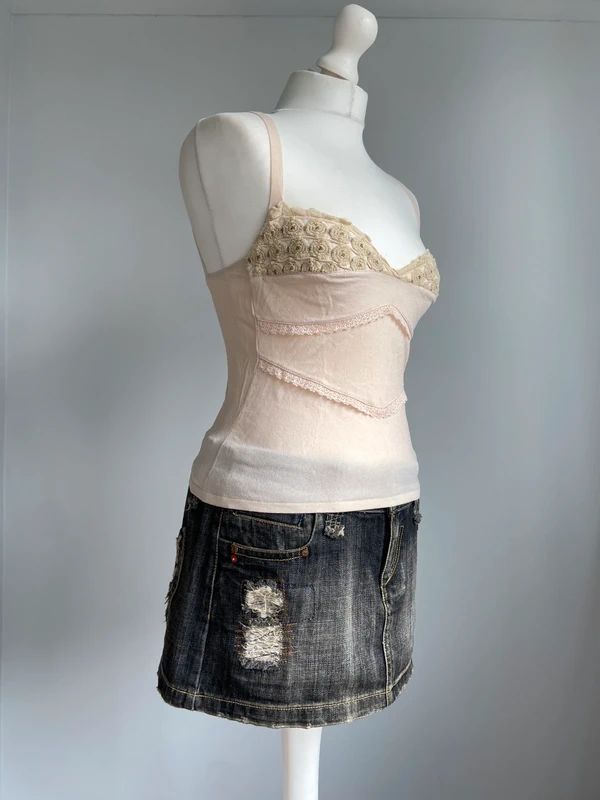 Vintage 00s Pink Cami - Size XS/S - Funky Cat
