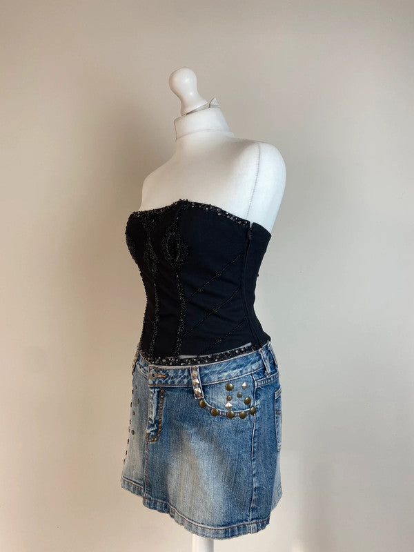00s Beaded Bustier Top - Size M - Funky Cat