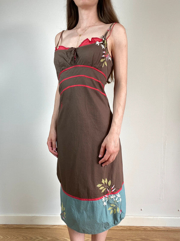 Cop Copine Brown Midi Dress - Size XS - Funky Cat
