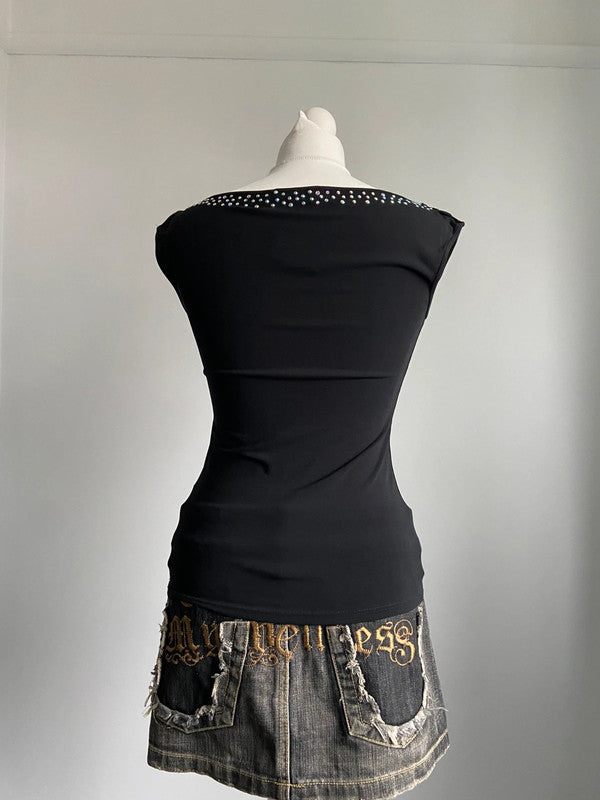 Blumarine Diamanté Slouchy Top - Size S - Funky Cat