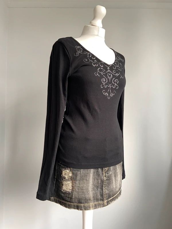 Vintage 00s Graphic Print Top - Size L - Funky Cat