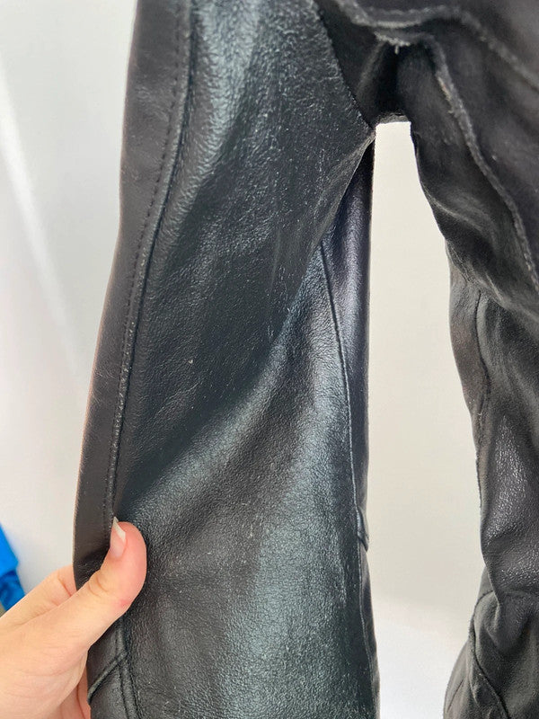 Vintage 00s Racer Leather Jacket - Size XS/S