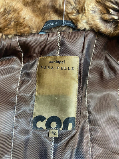 Vintage 00s Fur Trim Leather Jacket - Size M