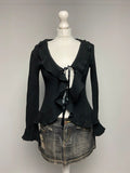 Vintage 00s Ruffled Knit Cardigan - One Size - Funky Cat