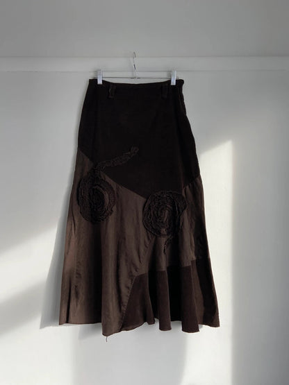 Vintage 00s Brown Whimsical Skirt - Size XS - Funky Cat