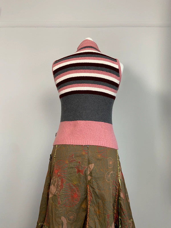 Vintage 00s Striped Vest Top - Size S - Funky Cat
