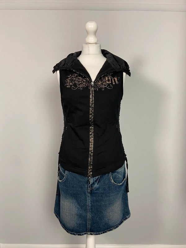 Vintage 00s Zip Up Vest - Size S - Funky Cat