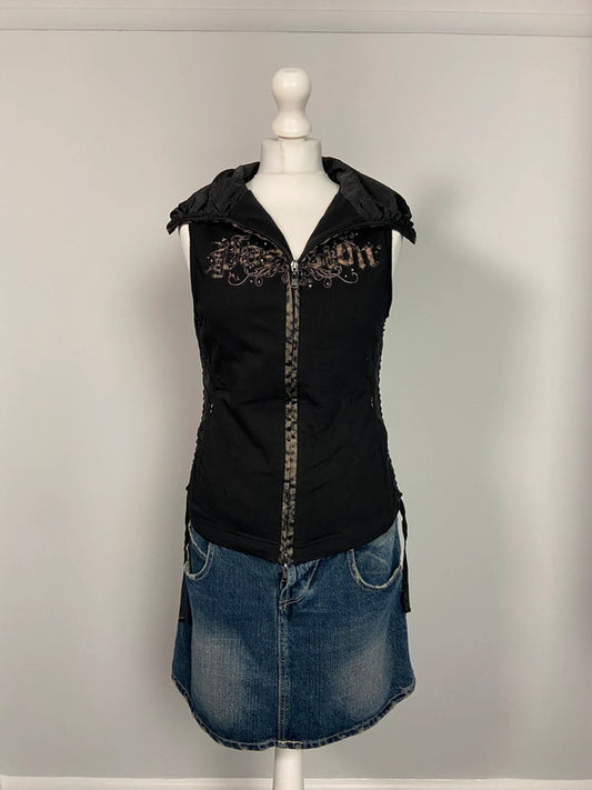 Vintage 00s Zip Up Vest - Size S - Funky Cat