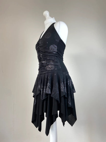 French Archival Ruffled Halter Neck Dress - Size S