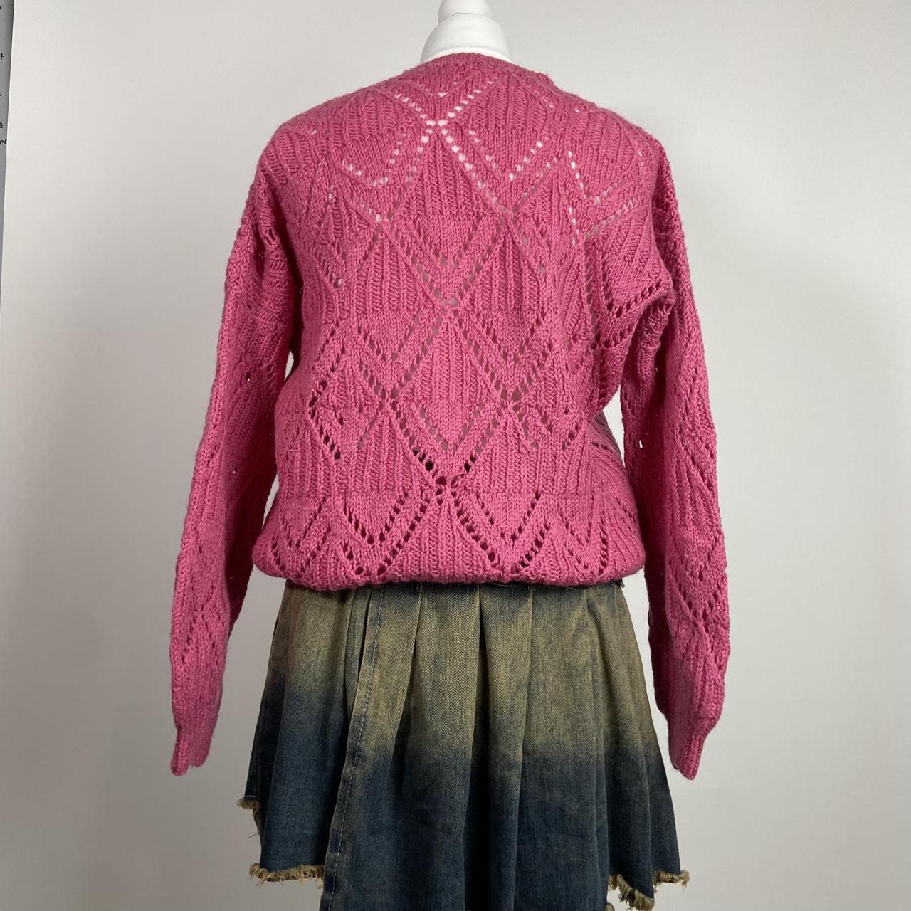 90s Handmade Knitted Jumper - Size M - Funky Cat