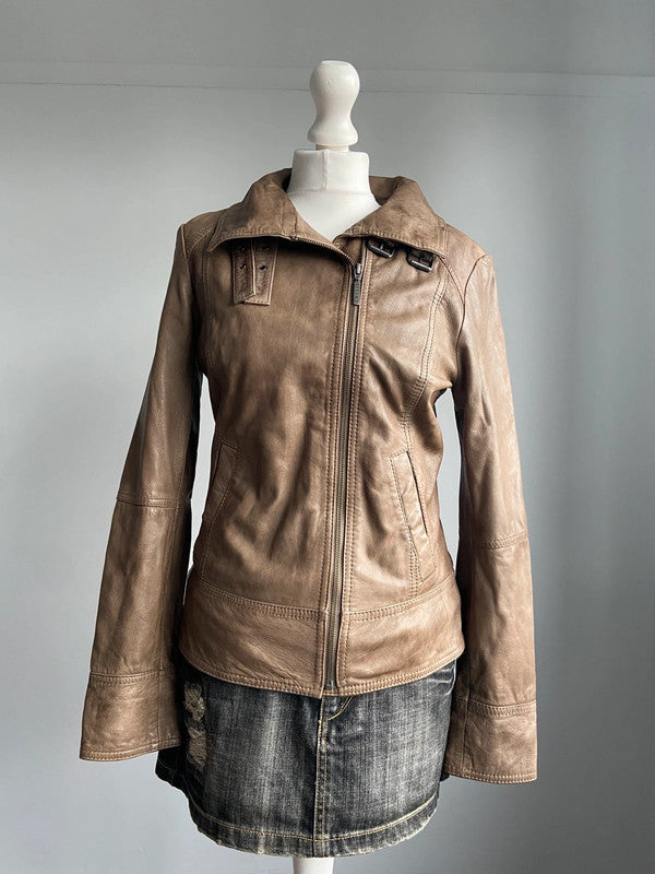 Vintage Buckle Leather Jacket - Size S/M - Funky Cat