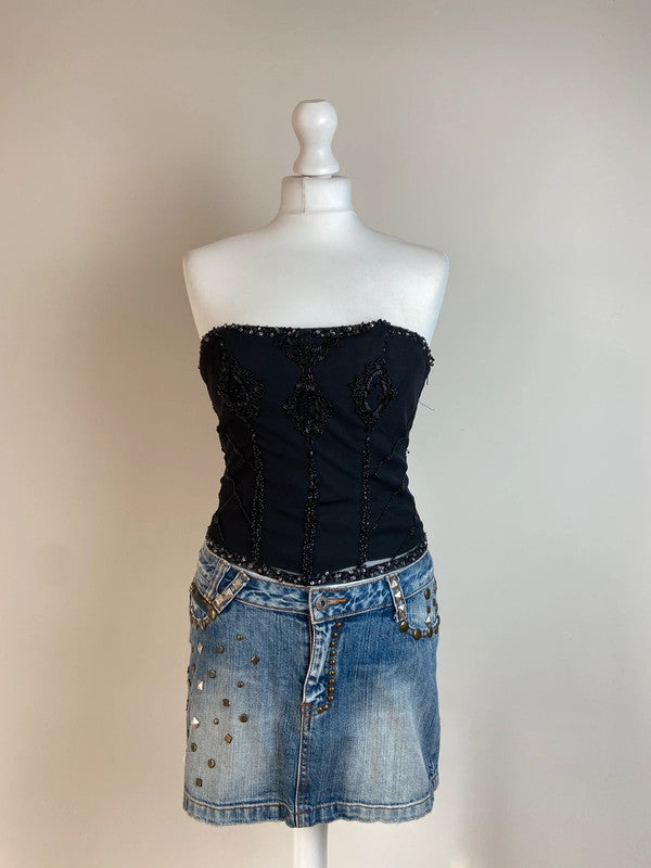 00s Beaded Bustier Top - Size M - Funky Cat