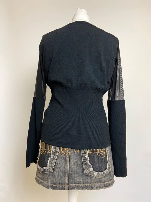 Vintage 00s Mesh Sleeves Cardigan - Size L