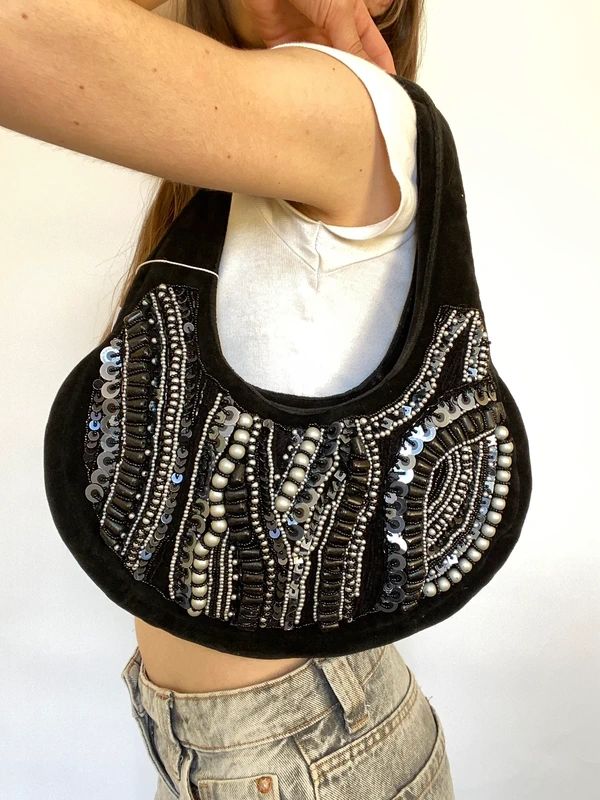 Vintage Whimsical Sequinned Velvet Bag