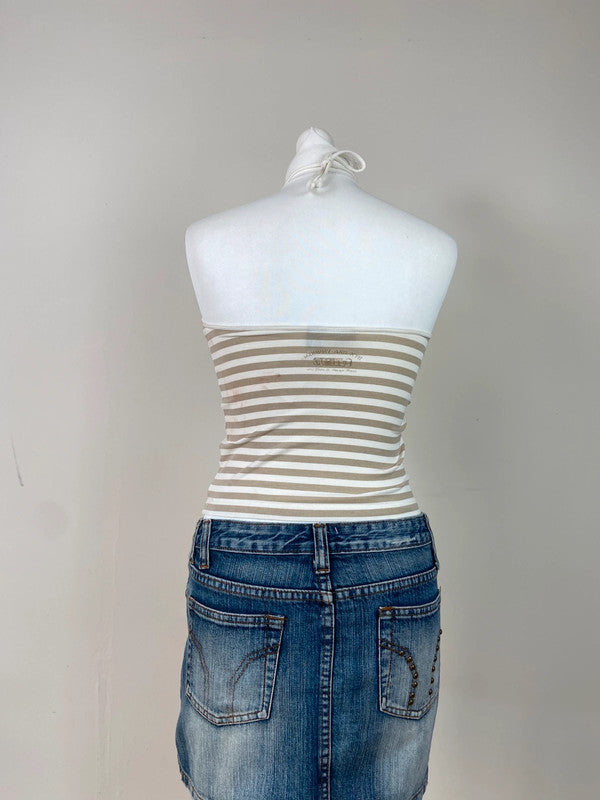 00s Striped Halter Top - Size S - Funky Cat