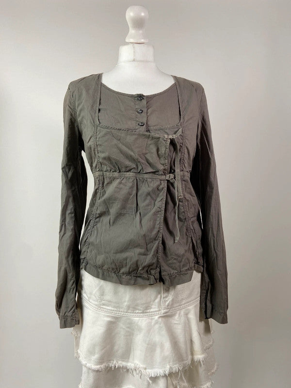 Cop Copine Khaki Deconstructed Top - Size M/L - Funky Cat