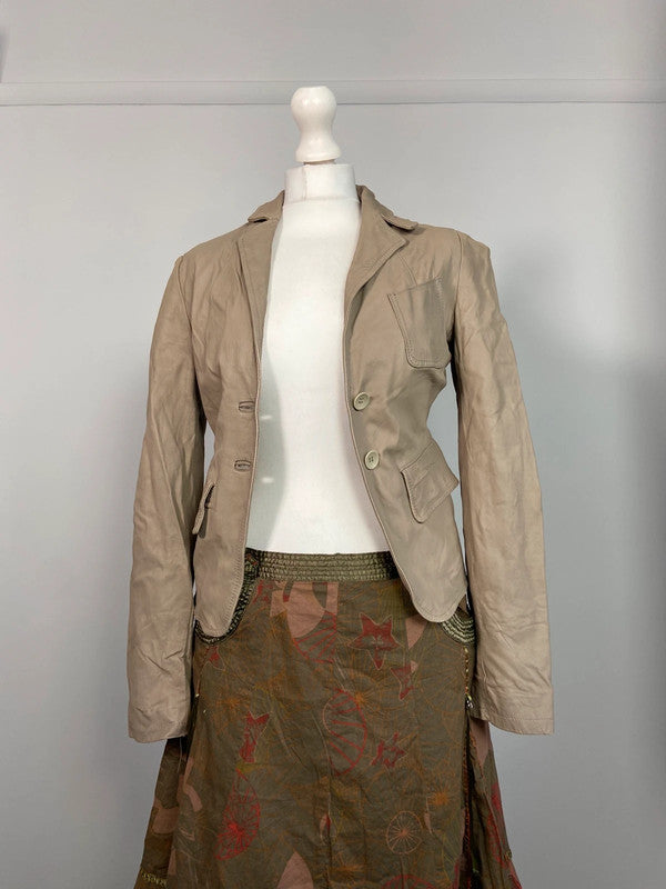 Vintage 00s Leather Blazer Jacket - Size XS - Funky Cat