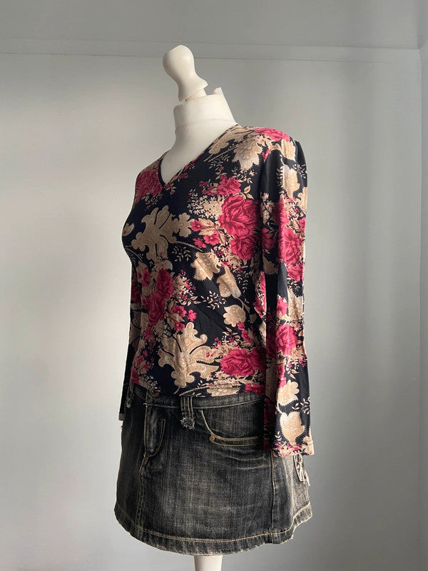 Vintage 00s Whimsical Top - Size M - Funky Cat