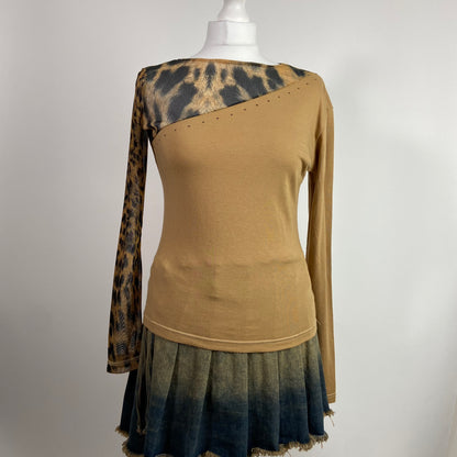 00s Embellished Leopard Print Top - Size S