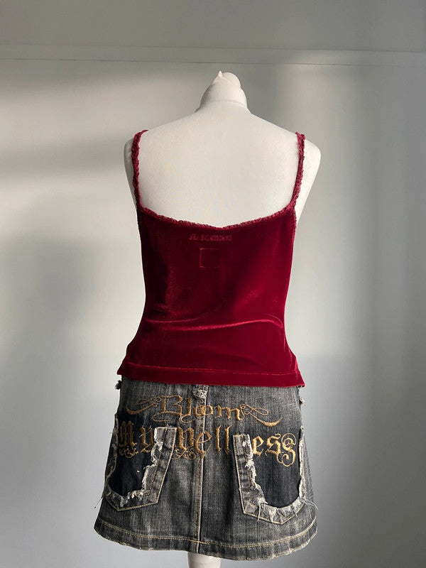 Moschino Velvet Whimsical Cami Top - Size M - Funky Cat