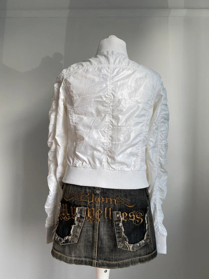 Vintage 00s Ruched Bomber Jacket - Size XS/S - Funky Cat