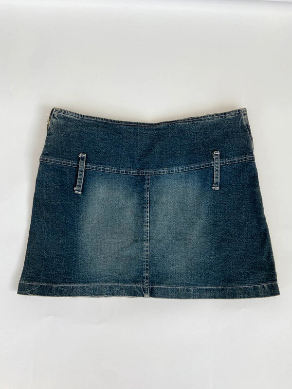 00s Pleated Denim Mini Skirt - Size S/M - Funky Cat