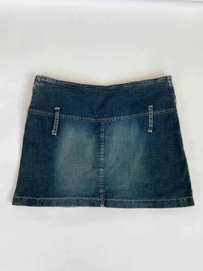 00s Pleated Denim Mini Skirt - Size S/M