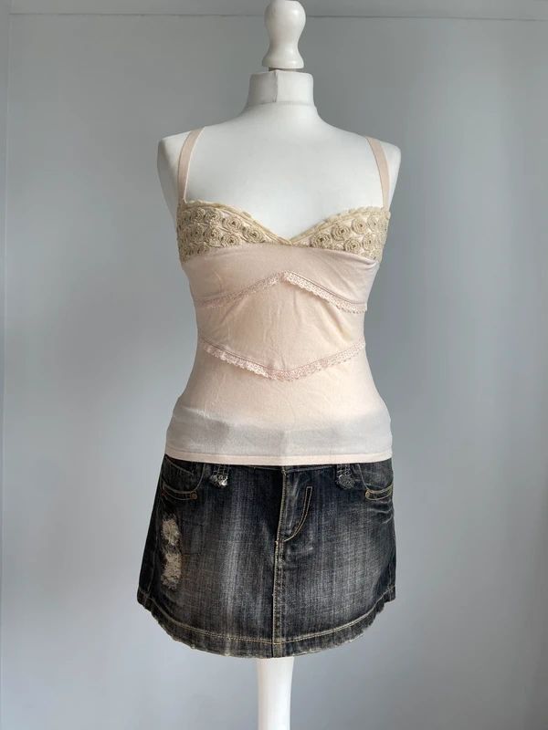 Vintage 00s Pink Cami - Size XS/S - Funky Cat