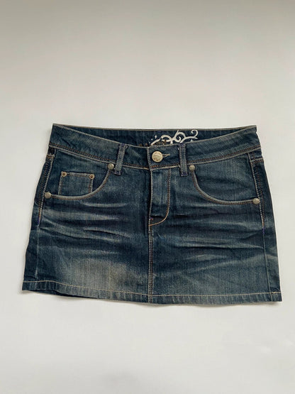 Vintage 00s Low Rise Mini Skirt - Waist 29" - Funky Cat