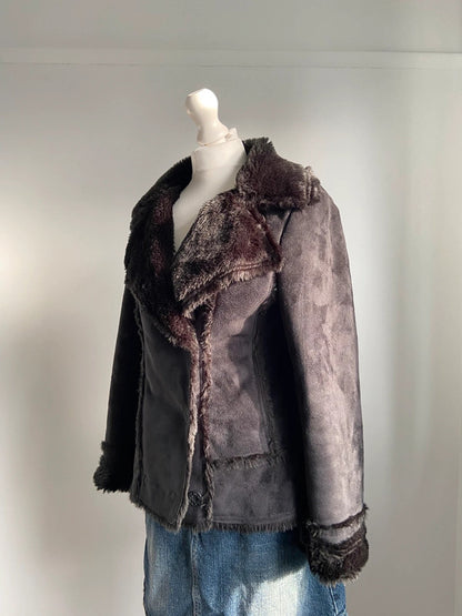 Vintage 00s Faux Fur Afghan Jacket - Size M - Funky Cat