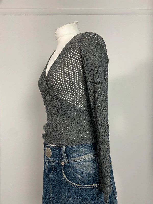 Vintage 00s Wrap Top - One Size - Funky Cat