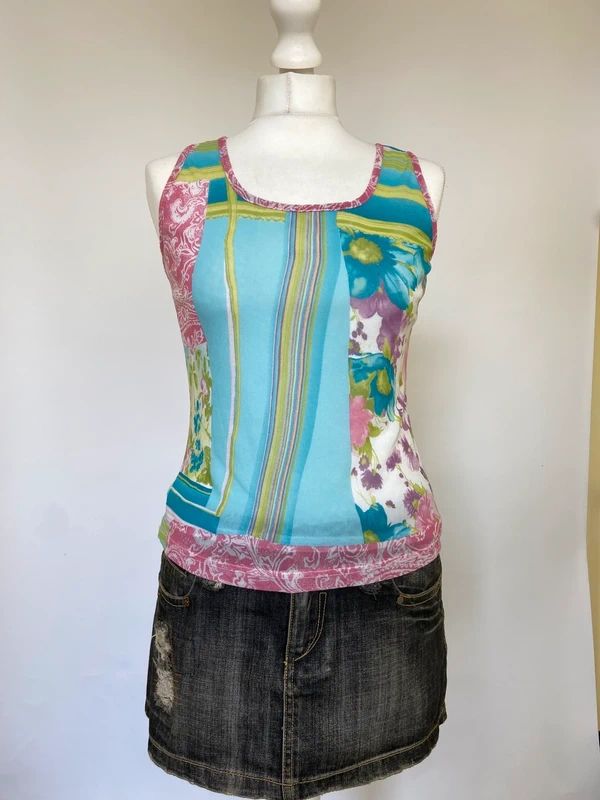 Blumarine Graphic Print Mesh Vest Top - Size S/M