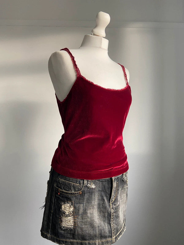 Moschino Velvet Whimsical Cami Top - Size M - Funky Cat