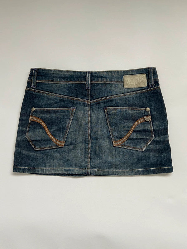 Vintage 00s Low Rise Mini Skirt - Waist 29" - Funky Cat