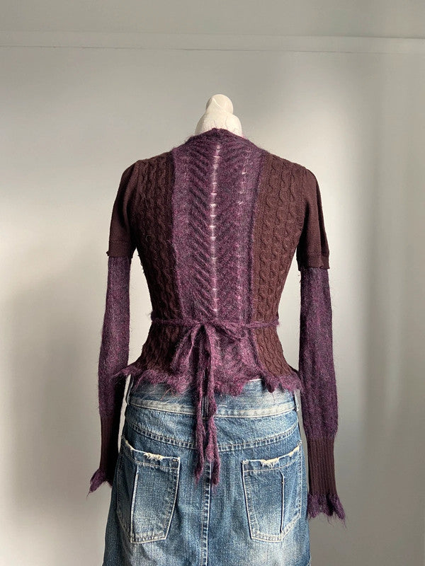 Vintage 00s Wrap Cardigan Whimsical - Size XS - Funky Cat