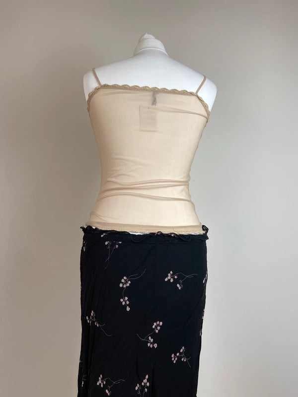 00s Sheer Mesh Crochet Top - Size S