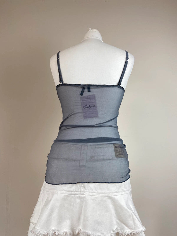 00s Grey Blue Lace Cami Top - Size M