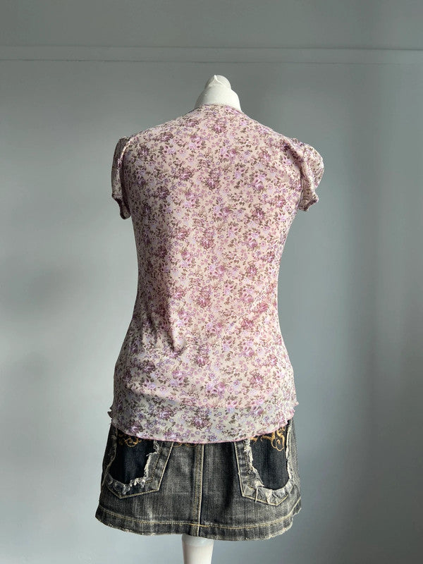 Vintage 00s Fairy Mesh Top - Size M - Funky Cat