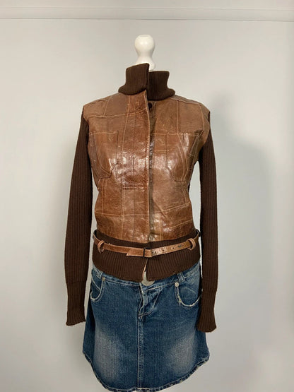 Vintage 00s Leather Jacket - Size XS/S - Funky Cat