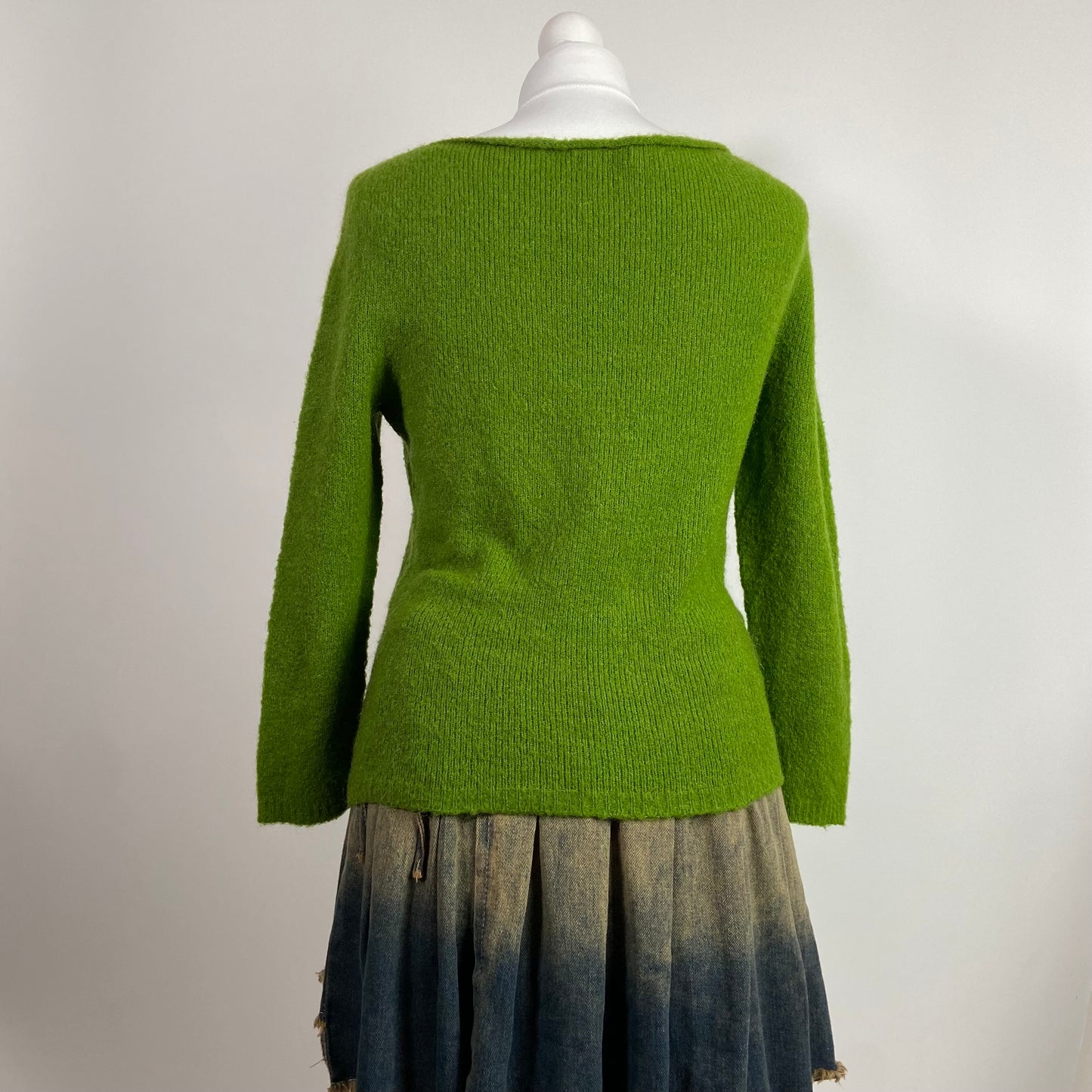 00s Green Boat Neck Jumper - Size M/L