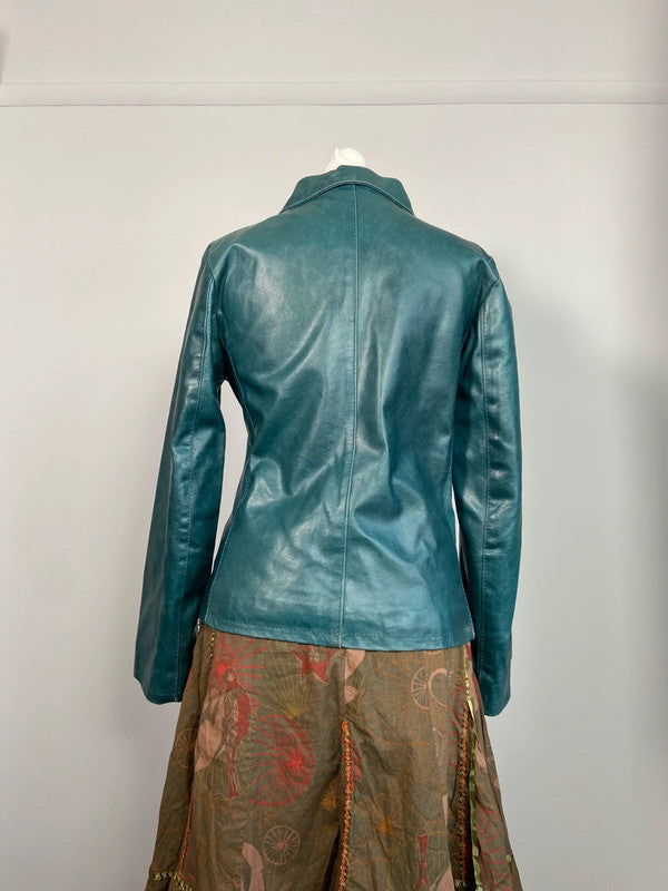 Vintage 90s Leather Jacket - Size S - Funky Cat