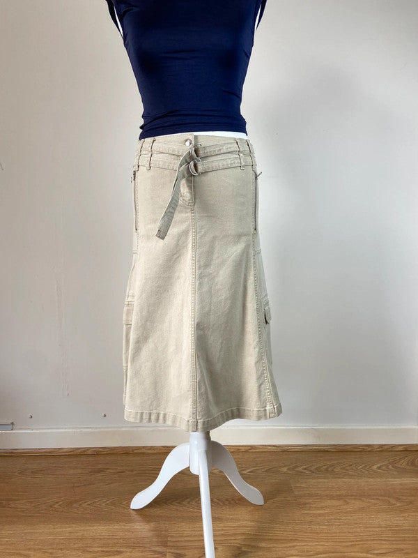 00s Beige Buckle Skirt - Size S - Funky Cat