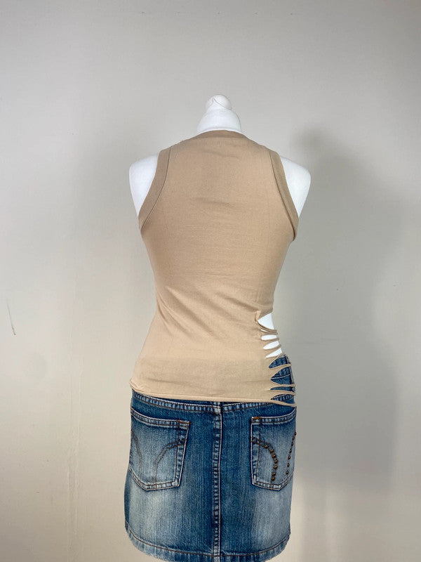 00s Graphic Print Cutout Vest - Size S/M - Funky Cat