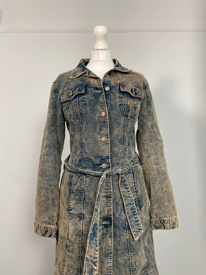 Vintage 00s Denim Trench Coat - Size M