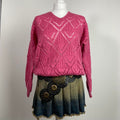 90s Handmade Knitted Jumper - Size M - Funky Cat
