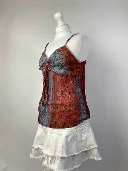 00s Boho Embellished Top - Size L