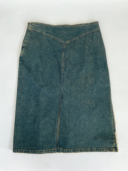 00s Lace Embellished Denim Skirt - Size XS