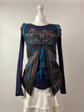 Save The Queen Front Tie Funky Long Sleeve Top - Size S - Funky Cat